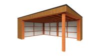 Trendhout Buitenverblijf Capri 610x490 - Plat dak model links- Plat dak- Onbehandeld lariks Douglas hout- Trendhout