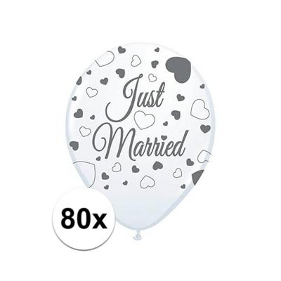 Ballonnen just married - 80x - wit - 30 cm - bruiloft