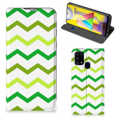 Samsung Galaxy M31 | Hoesje met Magneet | Zigzag Groen