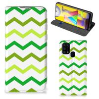 Samsung Galaxy M31 | Hoesje met Magneet | Zigzag Groen