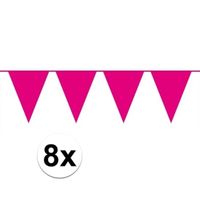 8 stuks Vlaggenlijnen/slingers XXL roze 10 meter - thumbnail