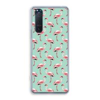 Flamingoprint groen: Sony Xperia 5 II Transparant Hoesje