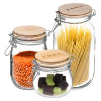 Set van 3x keuken voorraadbussen/potten glas 0.50/1.0/2.0 Liter inhoud