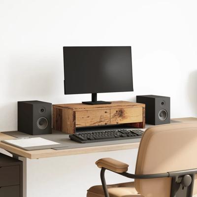 Monitorstandaard met lades 50x27x15 cm bewerkt hout oud hout
