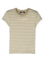 Balmain Kids t-shirt rayé à logo imprimé - Vert - thumbnail