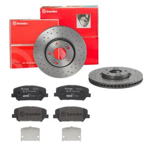 Remmenset, remschijf BREMBO, Remschijftype: Geperforeerd / Geventileerd, Inbouwplaats: Vooras, u.a. für Hyundai, KIA