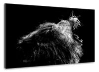 Karo-art Schilderij - Brullende Leeuw, 100x70cm. Premium print, dieren