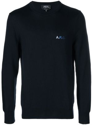 A.P.C. pull à logo brodé - Bleu