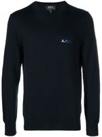 A.P.C. pull à logo brodé - Bleu