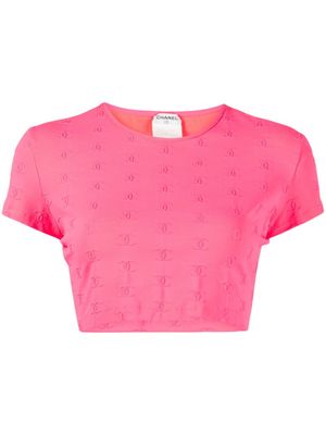 CHANEL Pre-Owned t-shirt crop à logo CC brodé (1997) - Rose