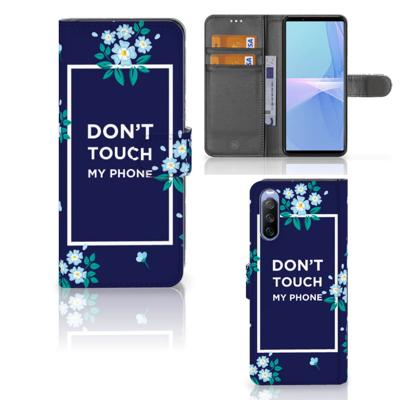 Sony Xperia 10 III Portemonnee Hoesje Flowers Blue DTMP Sony Xperia 10 III Portemonnee Hoesje Flowers Blue DTMP