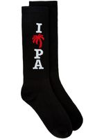 Palm Angels chaussettes I Love PA en maille intarsia - Noir - thumbnail