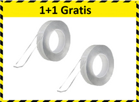 Herbruikbaar dubbelzijdig nano tape - 3 Meter - Transparant- 1+1 Gratis