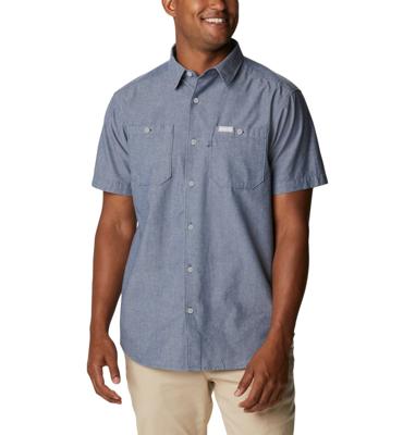 Columbia Scenic Ridge Woven SS Heren Shirt Dark Mountain Chambray XL