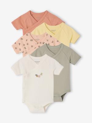 Set van 5 body's met korte mouwen met bloemenprint rozen Set van 5 body's met korte mouwen met bloemenprint rozen