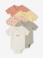 Set van 5 body's met korte mouwen met bloemenprint rozen