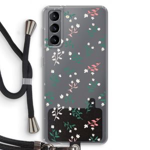 Small white flowers: Samsung Galaxy S21 Transparant Hoesje met koord