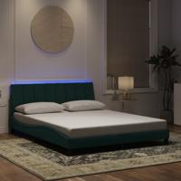 Bedframe met LED-verlichting fluweel donkergroen 160x200 cm