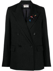 Zadig&Voltaire blazer croisé à détail de broche - Noir