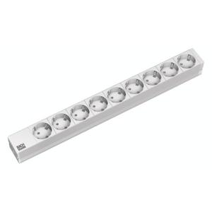 Bachmann 333.401 19 inch Stekkerdoos voor patchkast 1 HE Geaarde contactdoos Lichtgrijs