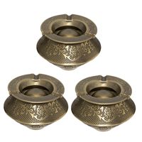 Set van 3x stuks terras asbakken/stormasbakken rond ijzer 12 x 8 cm goud - thumbnail