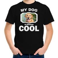Honden liefhebber shirt Golden retriever my dog is serious cool zwart voor kinderen - thumbnail