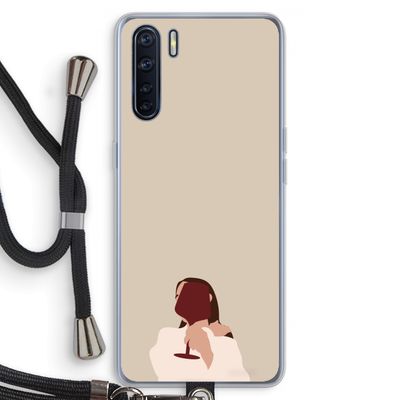 I drink wine: Oppo A91 Transparant Hoesje met koord