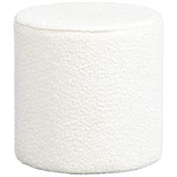 Leen Bakker - Poef Moon - 41x41x41, Cm - Te Bouclé Stof - Textiel - Wit
