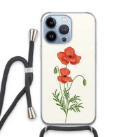 Red poppy: iPhone 13 Pro Transparant Hoesje met koord