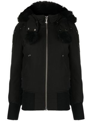 Moose Knuckles veste bomber à bords en peau lainée - Noir