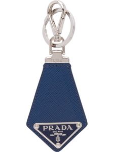 Prada porte-clés en cuir à plaque logo - Bleu