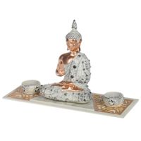 Boeddha beeld met waxinelichthouders voor binnen 33 cm