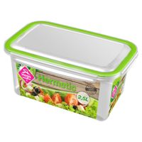 1x Voedsel plastic bewaarbakje 2,5 liter transparant/groen - Vershoudbakjes