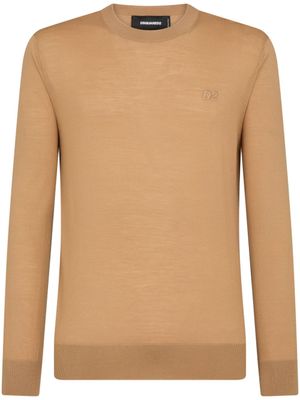 DSQUARED2 pull en laine vierge à logo brodé - Tons neutres