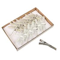 Othmar Decorations libellen op clip - 12x stuks - creme en wit- 10,5 cmÂ
