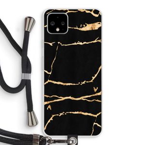 Gouden marmer: Pixel 4 XL Transparant Hoesje met koord