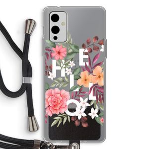 Hello in flowers: OnePlus 9 Transparant Hoesje met koord