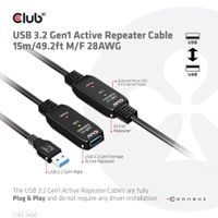 CLUB3D USB 3.2 Gen1 Active Repeater Cable 15m/ 49.2 ft M/F 28AWG - thumbnail