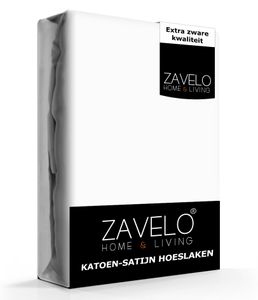 Zavelo Hoeslaken Katoen Satijn Wit-2-persoons (140x200 cm)