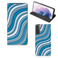 Samsung Galaxy S21 Plus Hoesje met Magneet Waves Blue