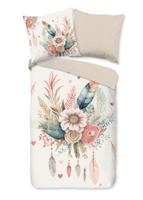 Good Morning Dekbedovertrek "bloemen en veren" - Ecru - (135x200 cm) - Katoen