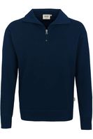 HAKRO 451 Comfort Fit Half-Zip Sweater nachtblauw, Effen