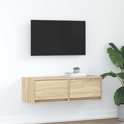 Tv-meubel 80x31x25,5 cm bewerkt hout sonoma eikenkleurig