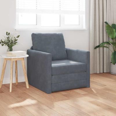 Vloerslaapbank met kussen Donkergrijs 74 x 77 x 81 cm Fluweel