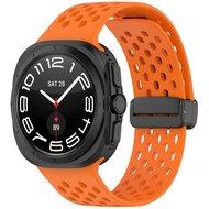 D-buckle siliconen sportband - Oranje - Samsung Galaxy Watch Ultra 47mm D-buckle siliconen sportband - Oranje - Samsung Galaxy Watch Ultra 47mm