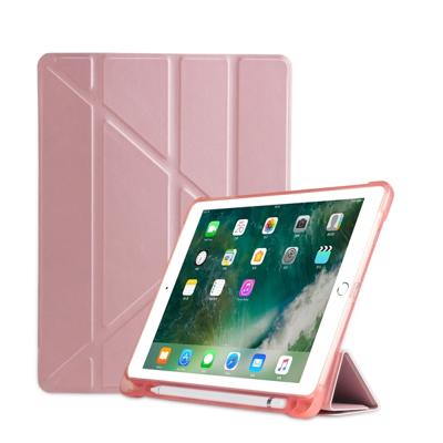 Multi-Folding shock proof TPU beschermhoes voor iPad 9 7 (2018)/9 7 (2017)/Air/air2 met houder & Pensleuf (roze)