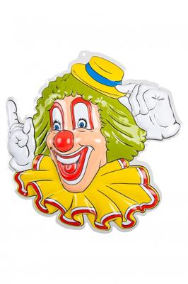 Wanddeco clown gele hoed 50 cm