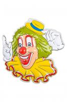 Wanddeco clown gele hoed 50 cm