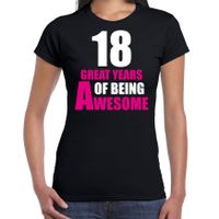 18 great awesome years t-shirt - 18  jaar verjaardag shirt zwart voor dames 2XL  -
