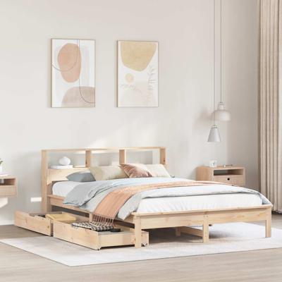 Bed met boekenkast zonder matras massief grenenhout 120x200 cm